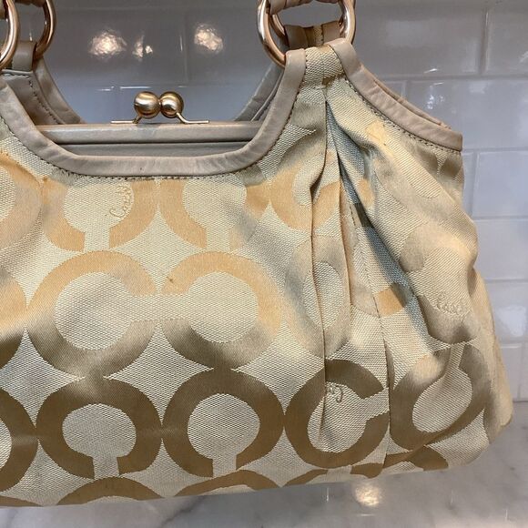 Coach Signature Logo Parker Optic Art Kisslock Satchel Shoulder Bag - Picture 5 of 15